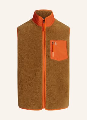 POLO RALPH LAUREN Teddyfell-Weste, Farbe: ORANGE/ CAMEL (Bild 1)