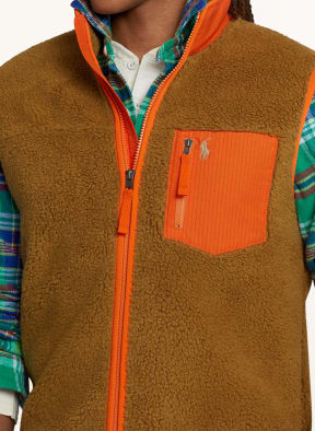 POLO RALPH LAUREN Teddyfell-Weste, Farbe: ORANGE/ CAMEL (Bild 1)
