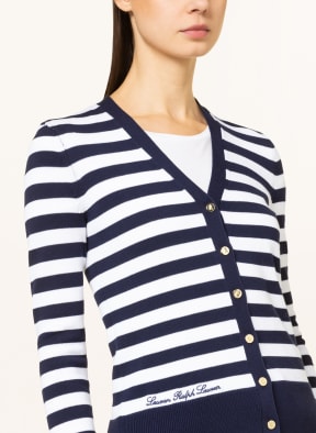 LAUREN RALPH LAUREN Strickjacke, Farbe: WEISS/ DUNKELBLAU (Bild 1)