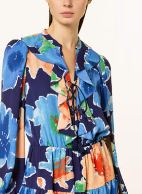 LAUREN RALPH LAUREN Kleid mit Volants, Farbe: DUNKELBLAU/ GRÜN/ ORANGE (Bild 1)