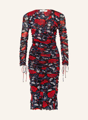 DIANE VON FURSTENBERG Mesh-Kleid ROCHELLE, Farbe: DUNKELROT/ DUNKELBLAU/ WEISS (Bild 1)