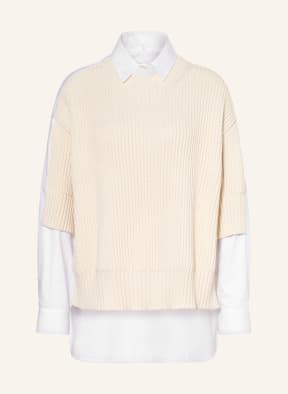 FABIANA FILIPPI Shirt blouse in mixed materials, Color: ECRU/ WHITE (Image 1)