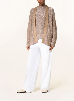 FABIANA FILIPPI Knit cardigan with sequins, Color: TAUPE (Image 1)