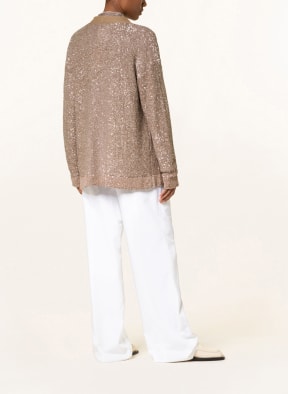 FABIANA FILIPPI Knit cardigan with sequins, Color: TAUPE (Image 1)