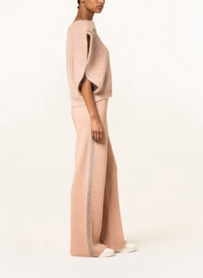 FABIANA FILIPPI Knit trousers with cashmere and tuxedo stripe, Color: ROSE (Image 1)
