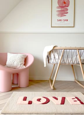 MAISON DEUX Rug LOVE, Color: CREAM/ PINK/ PINK (Image 1)