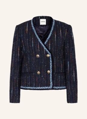 SANDRO Tweed-Blazer mit Glitzergarn, Farbe: DUNKELBLAU/ BRAUN/ HELLBLAU (Bild 1)