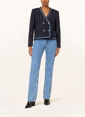 SANDRO Tweed-Blazer mit Glitzergarn, Farbe: DUNKELBLAU/ BRAUN/ HELLBLAU (Bild 1)