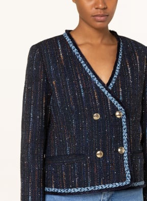 SANDRO Tweed-Blazer mit Glitzergarn, Farbe: DUNKELBLAU/ BRAUN/ HELLBLAU (Bild 1)