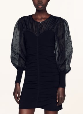 SANDRO Kleid im Materialmix , Farbe: SCHWARZ (Bild 1)