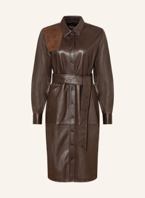 LAUREN RALPH LAUREN Hemdblusenkleid BRAYLA aus Leder, Farbe: BRAUN (Bild 1)