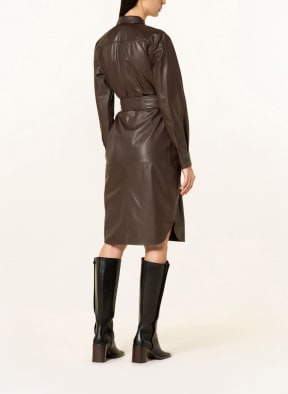 LAUREN RALPH LAUREN Hemdblusenkleid BRAYLA aus Leder, Farbe: BRAUN (Bild 1)