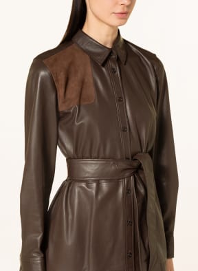 LAUREN RALPH LAUREN Hemdblusenkleid BRAYLA aus Leder, Farbe: BRAUN (Bild 1)