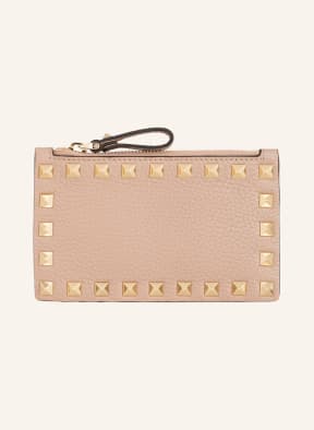 VALENTINO GARAVANI Kartenetui ROCKSTUD mit Münzfach in taupe