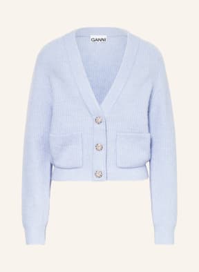 GANNI Strickjacke mit Alpaka, Farbe: HELLBLAU (Bild 1)