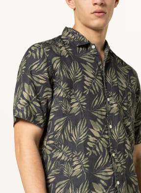 Marc O'Polo Short-sleeved shirt regular fit made of linen, Color: DARK GRAY/ OLIVE/ LIGHT GREEN (Image 1)