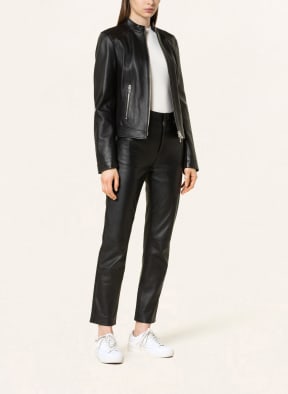 HUGO Leather jacket LANORE, Color: BLACK (Image 1)