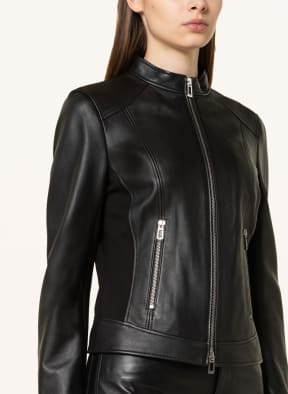 HUGO Leather jacket LANORE, Color: BLACK (Image 1)