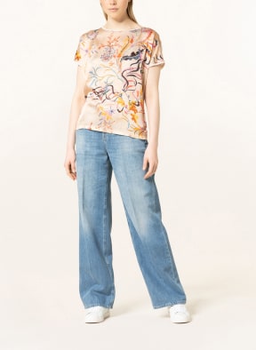 CATNOIR Blouse-style shirt in mixed materials, Color: ORANGE/ BEIGE/ BLUE (Image 1)