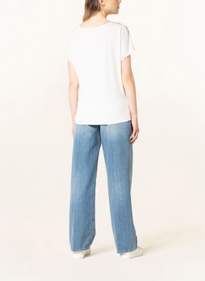 CATNOIR Blouse-style shirt in mixed materials, Color: ORANGE/ BEIGE/ BLUE (Image 1)
