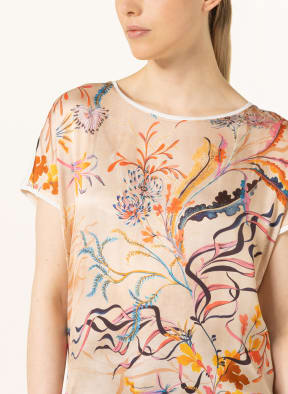 CATNOIR Blouse-style shirt in mixed materials, Color: ORANGE/ BEIGE/ BLUE (Image 1)