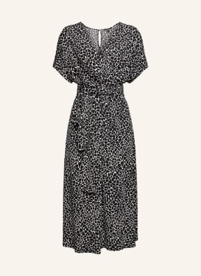 ESPRIT Collection Jersey dress in wrap look, Color: BLACK/ WHITE (Image 1)