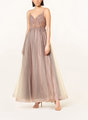 unique Evening dress with decorative gems , Color: ROSE/ SILVER (Image 1)