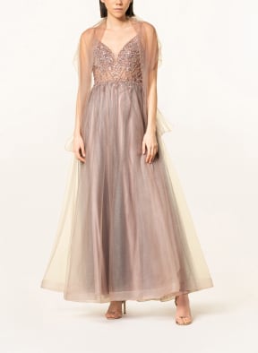 unique Evening dress with decorative gems , Color: ROSE/ SILVER (Image 1)
