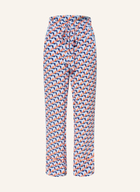 DIANE VON FURSTENBERG Wide leg trousers MASLIN with tuxedo stripes , Color: DARK BLUE/ LIGHT BLUE/ SALMON (Image 1)