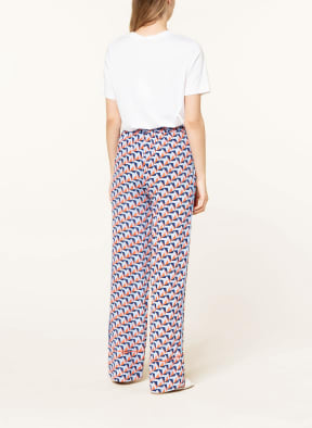 DIANE VON FURSTENBERG Wide leg trousers MASLIN with tuxedo stripes , Color: DARK BLUE/ LIGHT BLUE/ SALMON (Image 1)