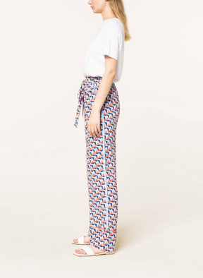 DIANE VON FURSTENBERG Wide leg trousers MASLIN with tuxedo stripes , Color: DARK BLUE/ LIGHT BLUE/ SALMON (Image 1)