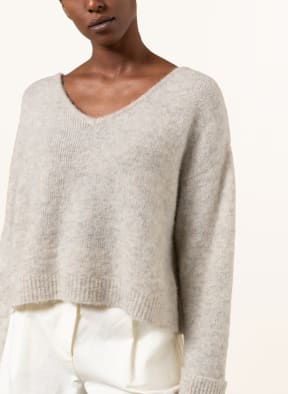 American Vintage Cropped sweater with alpaca , Color: TAUPE (Image 1)
