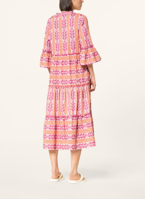 MRS & HUGS Dress with 3/4 sleeve, Color: WHITE/ ORANGE/ PINK (Image 1)