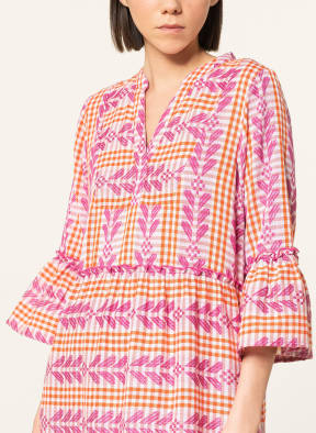 MRS & HUGS Dress with 3/4 sleeve, Color: WHITE/ ORANGE/ PINK (Image 1)