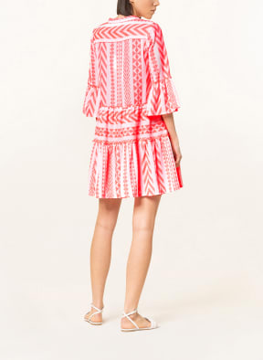MRS & HUGS Dress with 3/4 sleeve, Color: WHITE/ NEON PINK (Image 1)