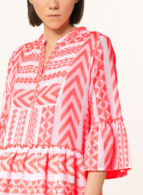 MRS & HUGS Dress with 3/4 sleeve, Color: WHITE/ NEON PINK (Image 1)