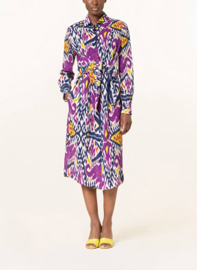 RALPH LAUREN Collection Hemdblusenkleid CHARLEY mit Leinen, Farbe: WEISS/ LILA/ DUNKELBLAU (Bild 1)