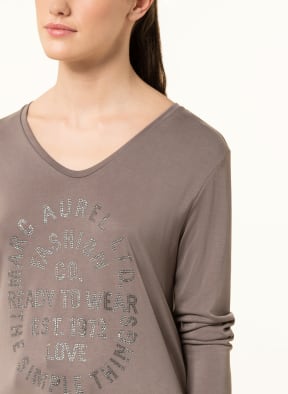 MARC AUREL Longsleeve mit Schmucksteinen , Farbe: TAUPE (Bild 1)
