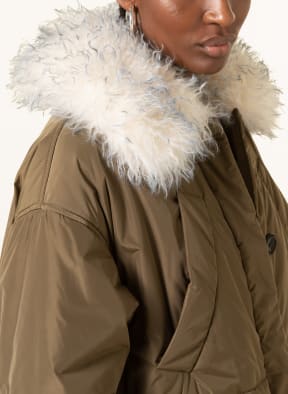 DOROTHEE SCHUMACHER Mantel mit Kunstpelz, Farbe: KHAKI (Bild 1)