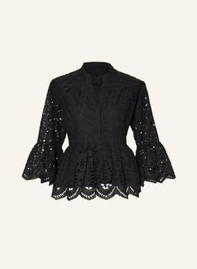MRS & HUGS Blouse-style shirt made of lace, Color: BLACK (Image 1)