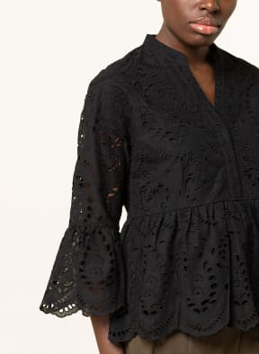 MRS & HUGS Blouse-style shirt made of lace, Color: BLACK (Image 1)