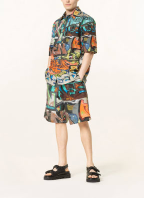Off-White Kurzarm-Hemd Comfort Fit, Farbe: SCHWARZ/ BRAUN/ ORANGE (Bild 1)