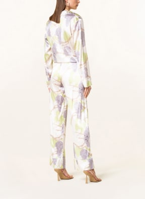 BERNADETTE Silk wide leg trousers LOUIS, Color: WHITE/ LIGHT GREEN/ PURPLE (Image 1)