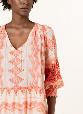 VALÉRIE KHALFON Dress BASHA with lace, Color: CREAM/ SALMON (Image 1)