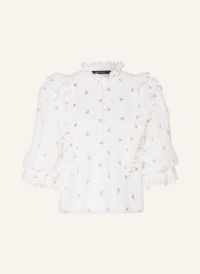 Magali Pascal Blouse with ruffles, Color: WHITE/ DARK RED/ BLUE (Image 1)