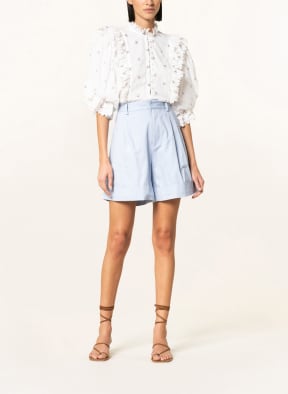 Magali Pascal Blouse with ruffles, Color: WHITE/ DARK RED/ BLUE (Image 1)