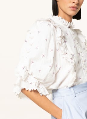 Magali Pascal Blouse with ruffles, Color: WHITE/ DARK RED/ BLUE (Image 1)