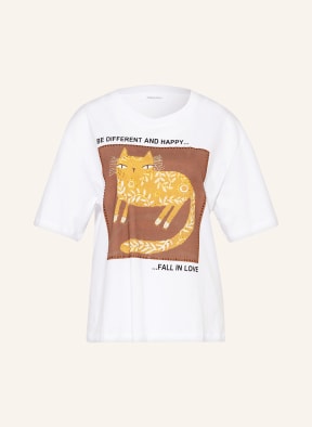 darling harbour T-shirt with decorative gems, Color: WHITE/ BROWN/ COGNAC (Image 1)