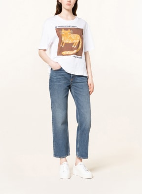darling harbour T-shirt with decorative gems, Color: WHITE/ BROWN/ COGNAC (Image 1)