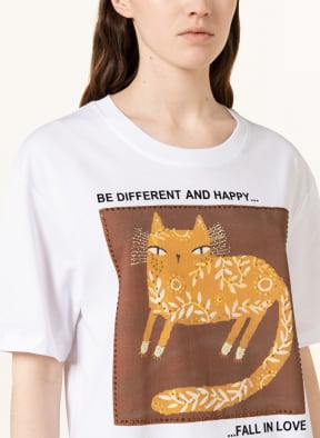 darling harbour T-shirt with decorative gems, Color: WHITE/ BROWN/ COGNAC (Image 1)